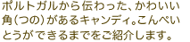 ポルトガルから伝わった、かわいい角(つの)があるキャンディ。こんぺいとうができるまでをご紹介します。